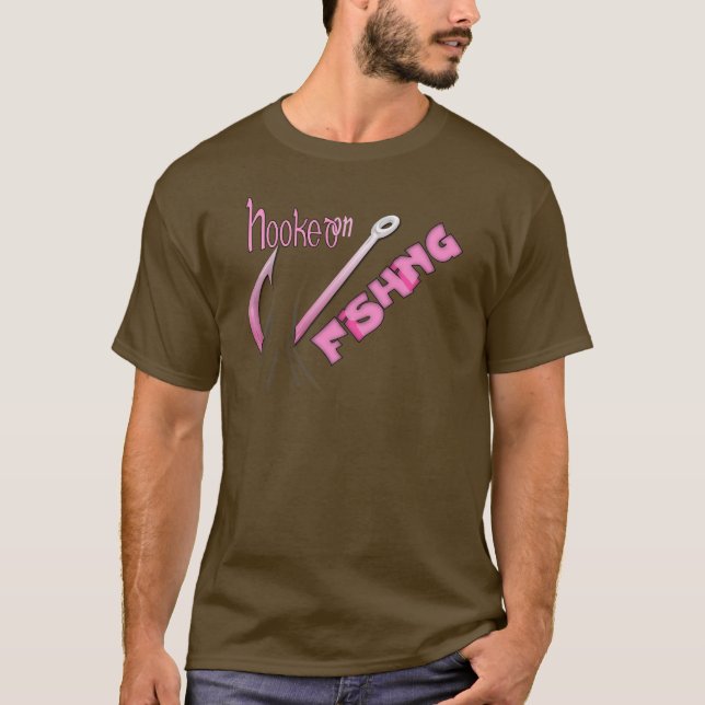 Hooked On Fishing Pink Hook T-Shirt (Front)