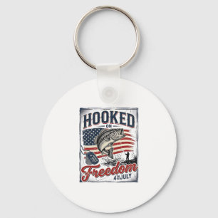 Hooked On Freedom 4th July Fishing Keychain