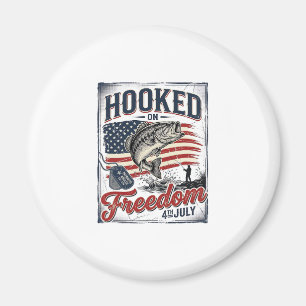 Hooked On Freedom 4th July Fishing Magnet