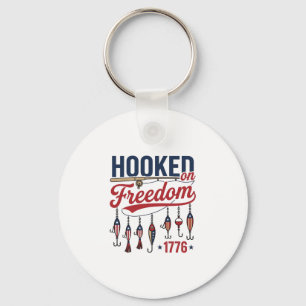 Hooked on Freedom Patriotic Fishing Shirt Design ( Keychain