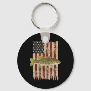 Hooked On Freedom Patriotic Smallmouth Byb Fishing Keychain
