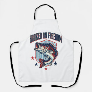 Hooked On Freedom Vintage Bass Fishing Shirt Desig Apron