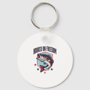 Hooked On Freedom Vintage Bass Fishing Shirt Desig Keychain