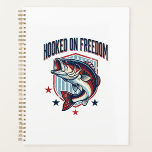 Hooked On Freedom Vintage Bass Fishing Shirt Desig Planner
