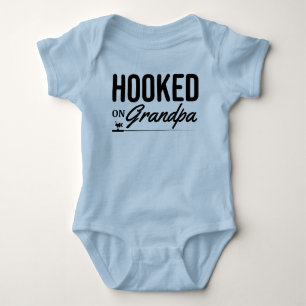 Hooked on Grandpa Baby Fishing Jersey Bodysuit