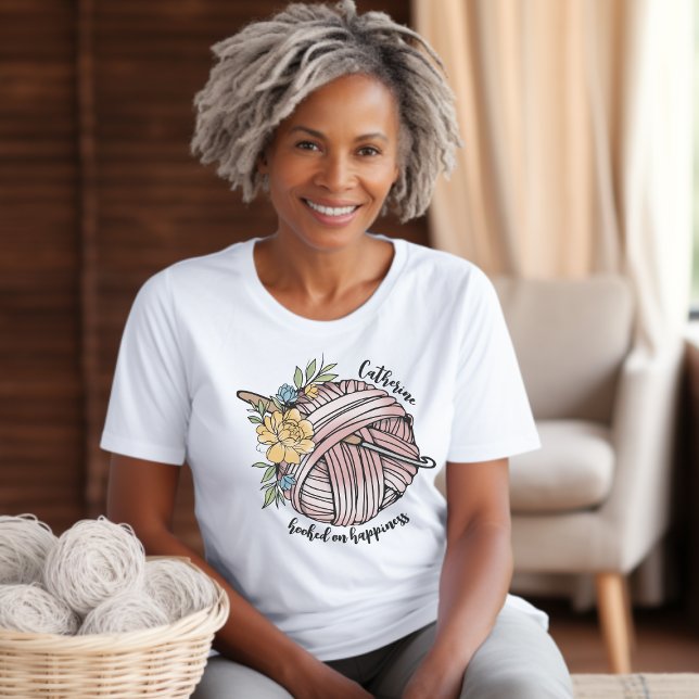 Hooked on Happiness Crochet Lovers Personalized T-Shirt (Creator Uploaded)