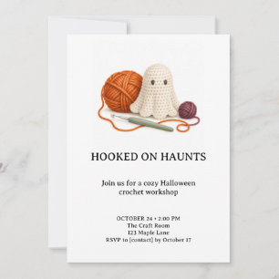 Hooked on Haunts Halloween Crochet Workshop Invitation