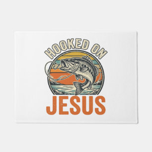 Hooked On Jesus Vintage Bass Fishing Faith Doormat