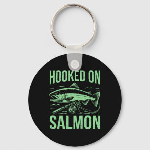 Hooked On Salmon Fishing Keychain