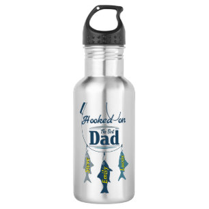 Hooked on the Best Dad Personalized Fishing Fath 532 Ml Water Bottle