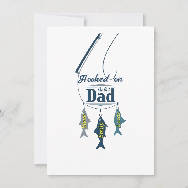 Hooked on the Best Dad | Personalized Fishing Fath Card (Front)