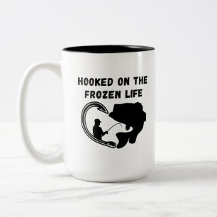 Hooked on the Frozen Life   Ice Fishing Two-Tone Coffee Mug