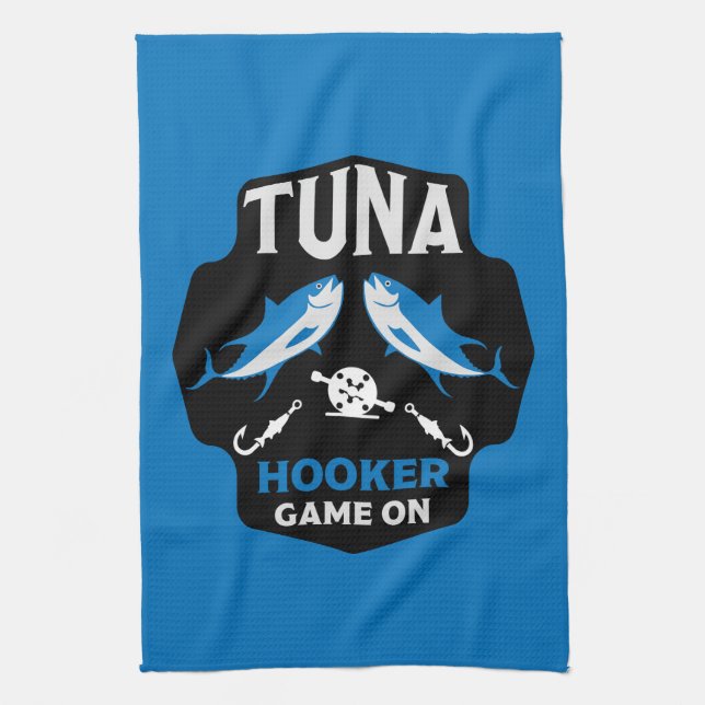 Hooked On Tuna Fishing Kitchen Towel (Vertical)