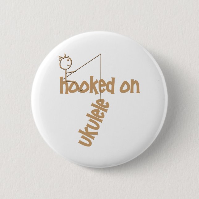 Hooked On Ukulele 2 Inch Round Button (Front)