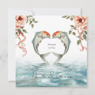 Hooked on you fishing lovers Wedding  Watercolor Invitation