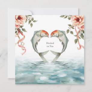 Hooked on you fishing lovers Wedding Watercolor Invitation