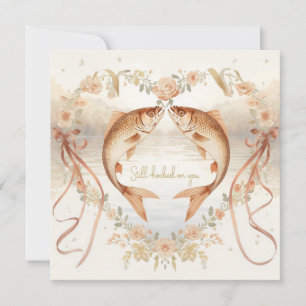 Hooked on you fishing lovers Wedding  Watercolor Invitation