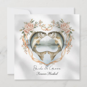 Hooked on you fishing lovers Wedding  Watercolor Invitation