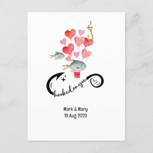 Hooked on you fishing lovers Wedding  Watercolor Postcard