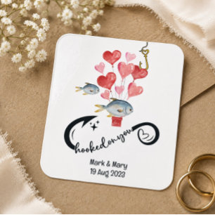 Hooked on you fishing lovers Wedding  Watercolor Square Sticker