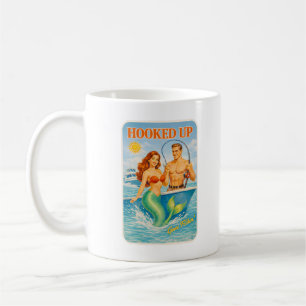 Hooked Up Retro Pin-Up Mermaid   Coastal Fishing Coffee Mug