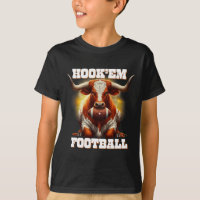 Hook'em State Of Texas Football With Hair And Horn