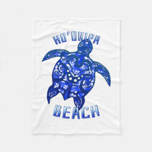 Ho'okipa Beach Hawaii Vacation Tribal Turtle Fleece Blanket