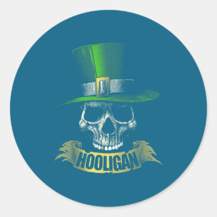 Hooligan Skull Funny Iri-shirt  Classic Round Sticker