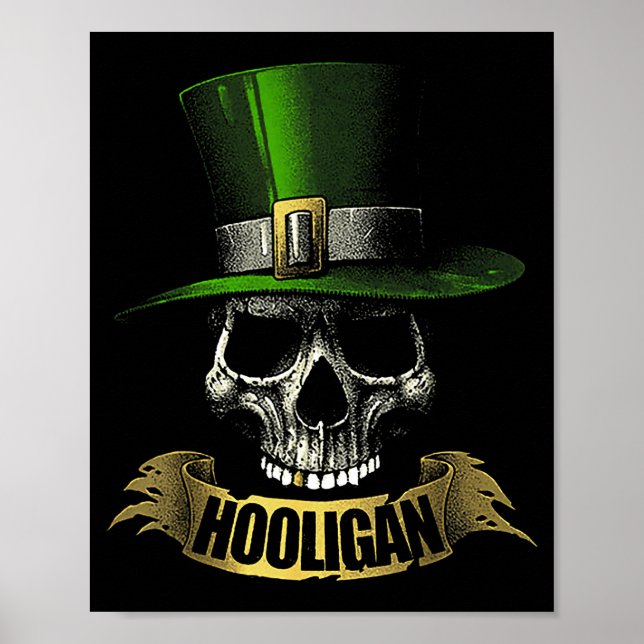 Hooligan Skull Funny Iri-shirt  Poster (Front)
