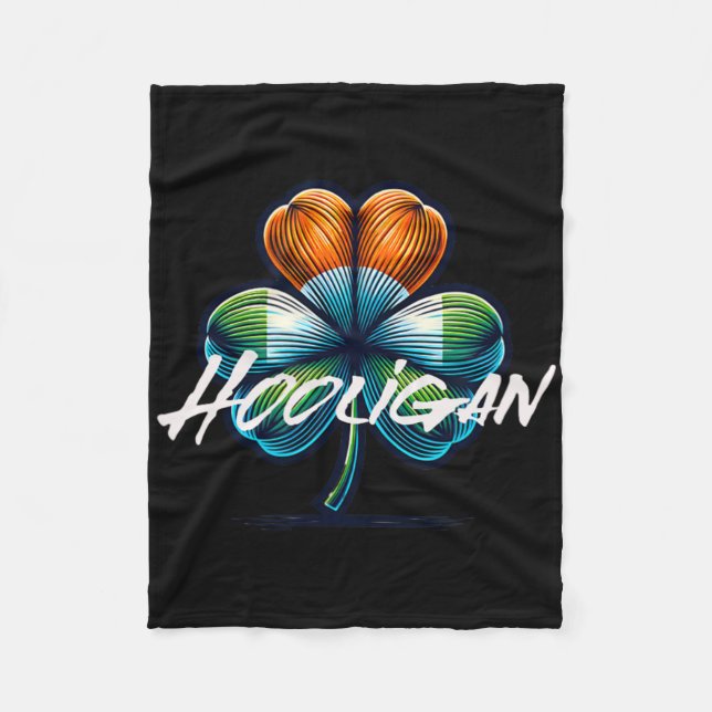 Hooligan St Patricks Day Irish Flag  Fleece Blanket (Front)