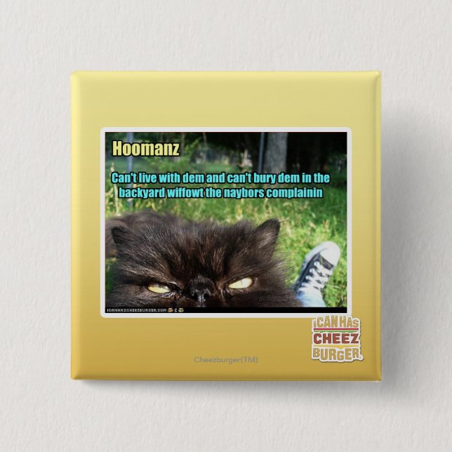 Hoomanz 2 Inch Square Button (Front)