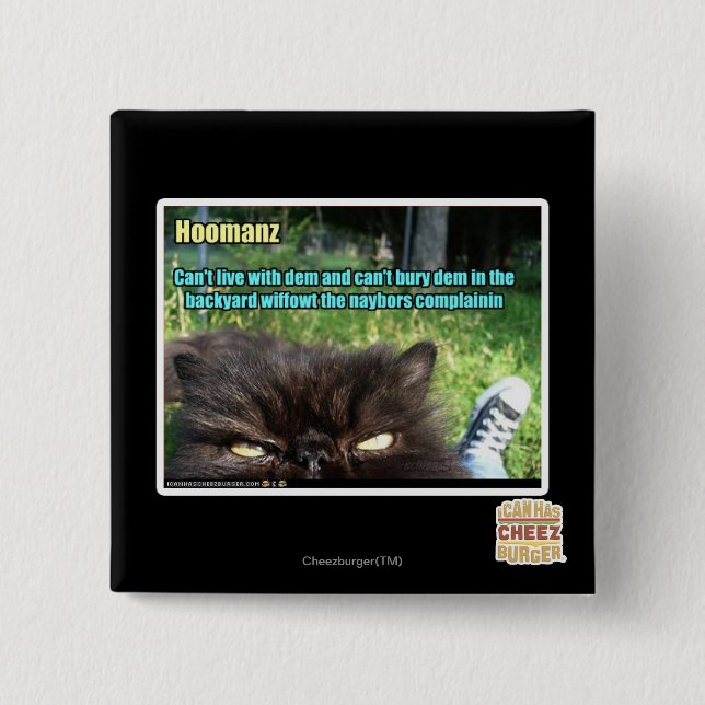 Hoomanz 2 Inch Square Button (Front)