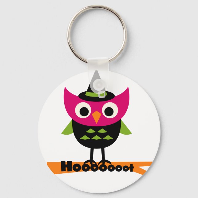 Hooooot Owl Halloween T-shirts and Gifts Keychain (Front)