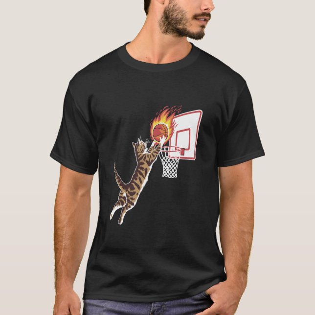 Hoop Cat Player Funny Basketball Player T-Shirt (Front)