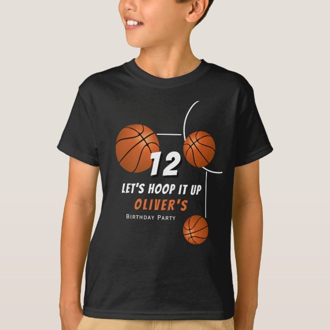 Hoop it up Basketball Ball Sports Kids Birthday T-Shirt (Front)