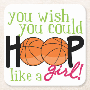 Hoop Like A Girl Square Paper Coaster