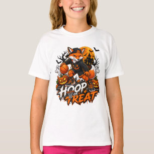 Hoop or Treat Spooky Fox Basketball Halloween  T-Shirt