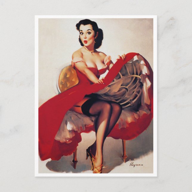 Hoop Skirt Pin Up Postcard (Front)