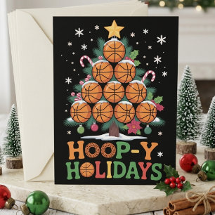 Hoop Y Holidays Basketball Christmas Tree Pun Holiday Card