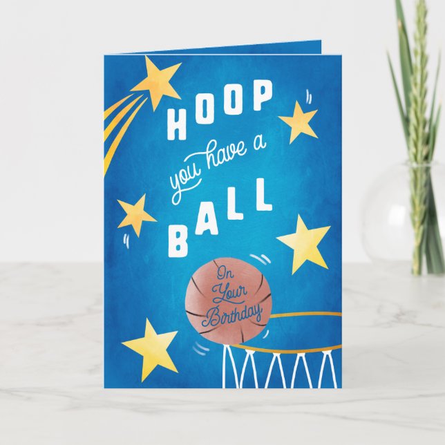 Hoop you have a ball Kids Basketball Birthday Card (Front)
