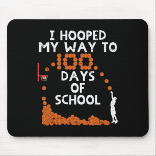 Hooped My Way 100 Days School Sketll 100th Day Boy Mouse Pad