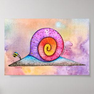 Hoopla Snail sur affiche aquarelle