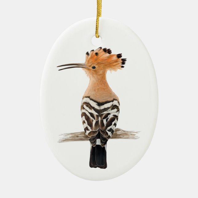 Hoopoe Bird Ceramic Ornament (Front)