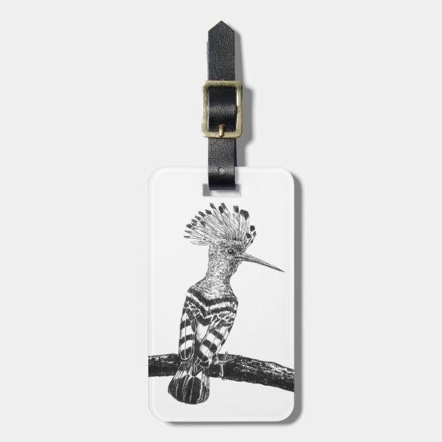 Hoopoe drawing luggage tag (Front Vertical)