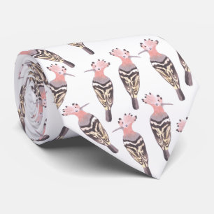 Hoopoe or Upupa epops crown bird watercolor Tie