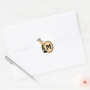 Hoopoe Whimsical Bird Monogram Classic Round Sticker