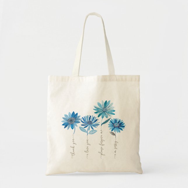 Ho'oponopono & Bohemian Blue Flowers  Tote Bag (Front)
