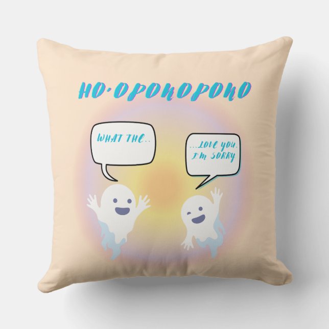 Ho'oponopono Ghosts Healing & Funny Two-Tone Throw Pillow (Back)