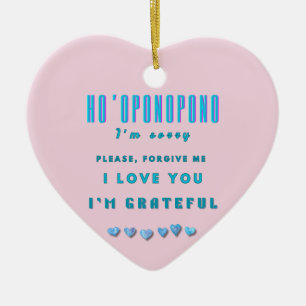 Ho'oponopono Healing Mantra – Light Blue Spiritual Ceramic Ornament