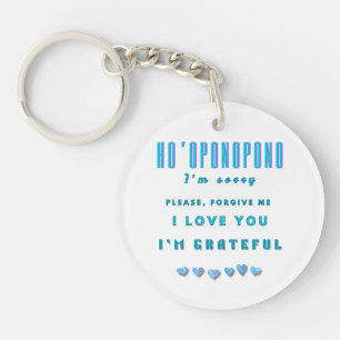 Ho'oponopono Healing Mantra – Light Blue Spiritual Keychain